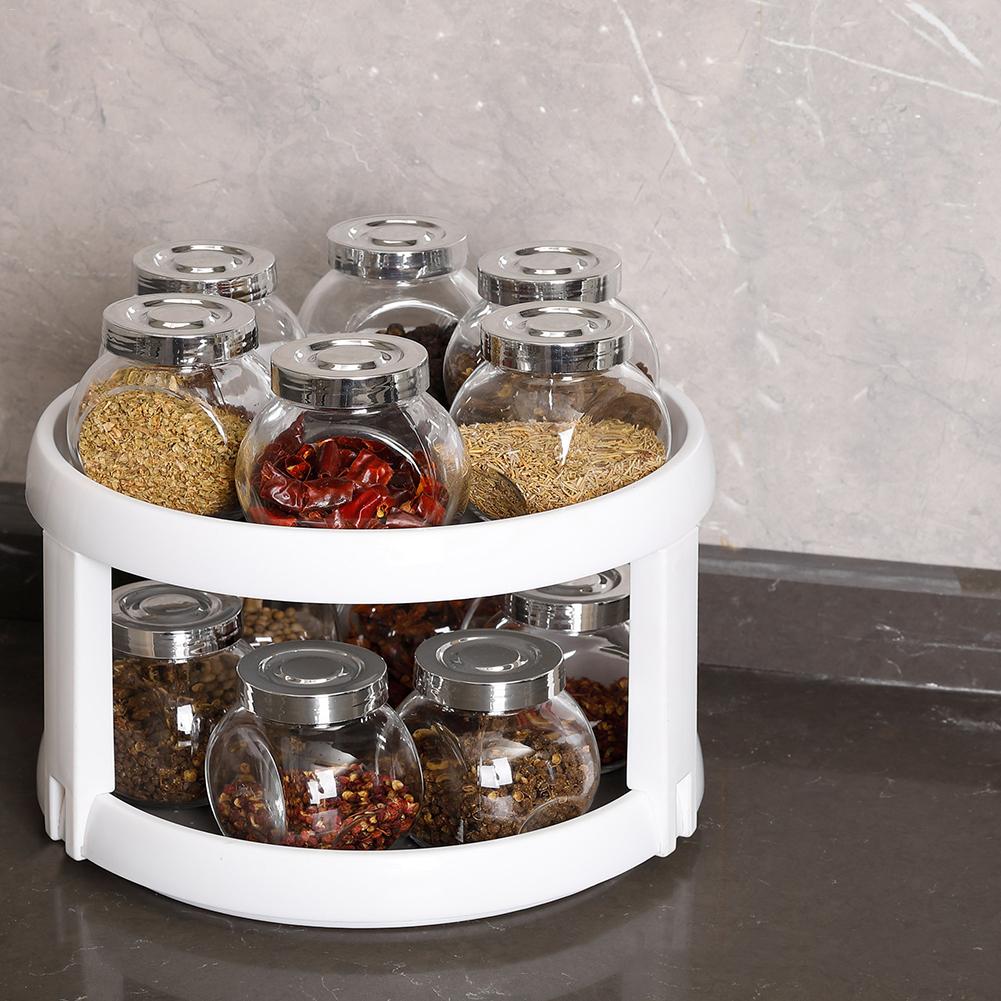 Twin Turntable Desktop Organizer with Rotating Layers